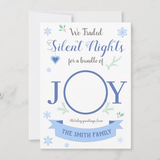 Cartes Pour Fêtes Annuelles Bleu mignon nuits Silent bundle de joie (Devant)