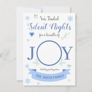 Cartes Pour Fêtes Annuelles Bleu mignon nuits Silent bundle de joie