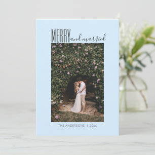 Cartes Pour Fêtes Annuelles Bleu Minimal Douce Mariée Mariés Mariage Deux Phot