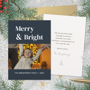 Cartes Pour Fêtes Annuelles Bleu Minuit Minimaliste Joyeux Noël Lumineux