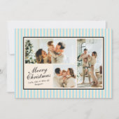 Cartes Pour Fêtes Annuelles Bleu moderne Bande verticale 3 Photo Noël (Devant)