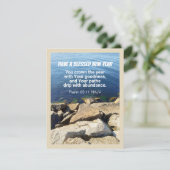 Cartes Pour Fêtes Annuelles Bleu Océan Joyeux Nouvel An Foi chrétienne (Debout devant)