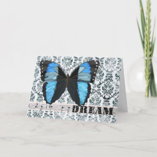 Cartes Pour Fêtes Annuelles Bleu rêve papillon Salutation