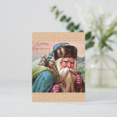 Cartes Pour Fêtes Annuelles Bleu Robe Santa Claus Fumer Pipe - Noël (Debout devant)
