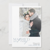 Cartes Pour Fêtes Annuelles Bleu rustique Marié & Joyeux photo Newlysée (Devant)