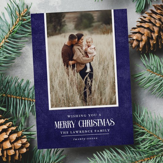 Cartes Pour Fêtes Annuelles Bleu rustique violet hiver Noël photo unique