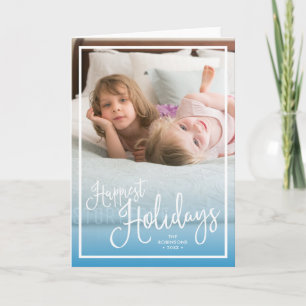 Cartes Pour Fêtes Annuelles Bleu Script les vacances les plus agréables Photo