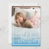 Cartes Pour Fêtes Annuelles Bleu Script les vacances les plus agréables Photo (Devant)