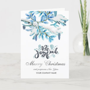 Cartes Pour Fêtes Annuelles Bleu Soyez Joyeux,Sapin,Pomme de Pin Joyeux Noël