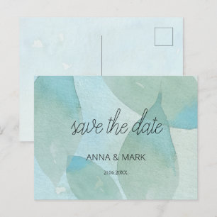 Cartes Pour Fêtes Annuelles Bleu Vert Océan Aquarelle Transparent Original