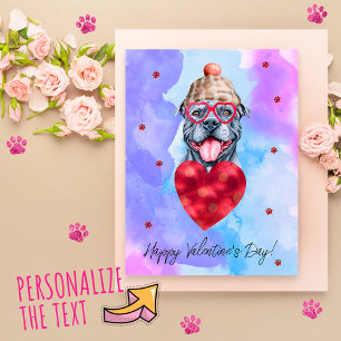 Cartes Pour Fêtes Annuelles Bleu violet gris Pitbull Saint Valentin Chien cade