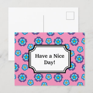 Cartes Pour Fêtes Annuelles Bleu Violet rose motif floral   Personnaliser