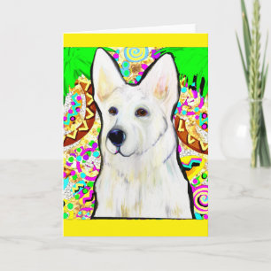 Cartes Pour Fêtes Annuelles Bling Berger Blanc Allemand