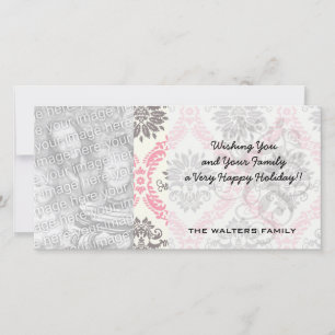 Cartes Pour Fêtes Annuelles bliss crème et gris tan damassé