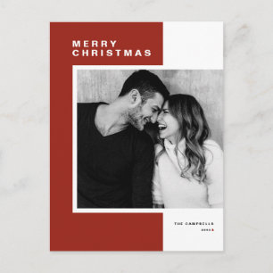 Cartes Pour Fêtes Annuelles Bloc de couleur minimaliste rouge Joyeux Noël Phot