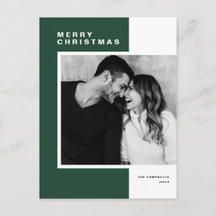 Cartes Pour Fêtes Annuelles Bloc de couleur vert minimaliste Joyeux Noël Photo