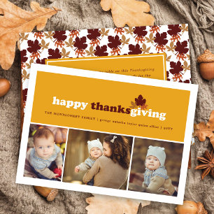 Cartes Pour Fêtes Annuelles Blocs modernes Feuilles d'automne Thanksgiving 3 P