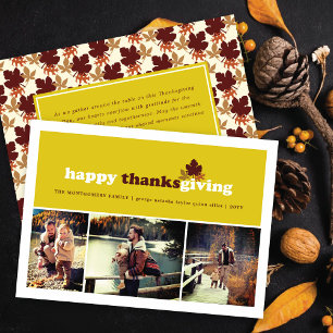 Cartes Pour Fêtes Annuelles Blocs modernes Feuilles d'automne Thanksgiving 3 P