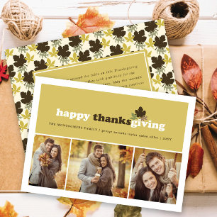 Cartes Pour Fêtes Annuelles Blocs modernes Feuilles d'automne Thanksgiving 3 P