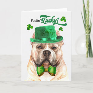 Cartes Pour Fêtes Annuelles Blonde Pitbull Dog Feelin' Lucky St Patrick's Day