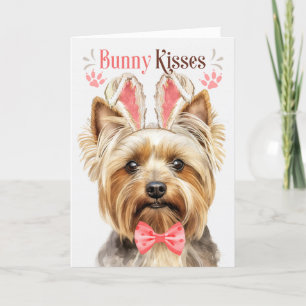 Cartes Pour Fêtes Annuelles Blonde Yorkshire Terrier Chien Bunny Oreilles pour