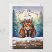 Cartes Pour Fêtes Annuelles Bloodhound Dog in SnowForest Jolly Noël (Devant)