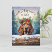 Cartes Pour Fêtes Annuelles Bloodhound Dog in SnowForest Jolly Noël (Debout devant)