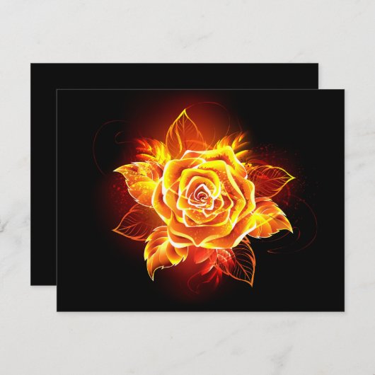 Cartes Pour Fêtes Annuelles Blooming Fire Rose (Devant / Derrière)