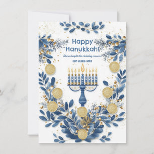 Cartes Pour Fêtes Annuelles Blooms Hanoukka de rayon de texte personnalisé