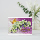 CARTES POUR FÊTES ANNUELLES BLOSSAGES BLANCS ET BOUTTERFLETS SALUTATIONS DE PÂ (Debout devant)