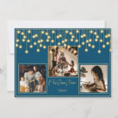 Cartes Pour Fêtes Annuelles Blue 3 Photos Noël (Devant)
