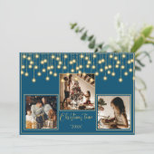 Cartes Pour Fêtes Annuelles Blue 3 Photos Noël (Debout devant)