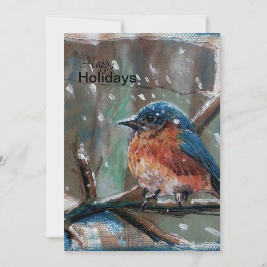 Cartes Pour Fêtes Annuelles Blue Bird Adorable Little Winter Holiday Card (Devant)