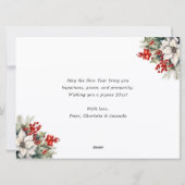 Cartes Pour Fêtes Annuelles Blue Botanical Snowflake Photo Happy New Year (Dos)
