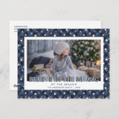 Cartes Pour Fêtes Annuelles Blue Buffalo Plaid Neige Stars Croire Photo (Devant / Derrière)