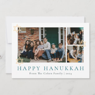 Cartes Pour Fêtes Annuelles Blue Calligraphy Happiest Hanoukka famille 3 photo