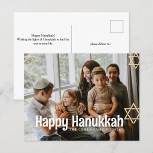 Cartes Pour Fêtes Annuelles Blue Calligraphy Happy Hanoukka famille une photo