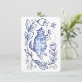 Cartes Pour Fêtes Annuelles Blue Cat Greeting Card (Debout devant)