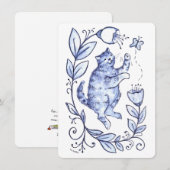 Cartes Pour Fêtes Annuelles Blue Cat Greeting Card (Devant / Derrière)