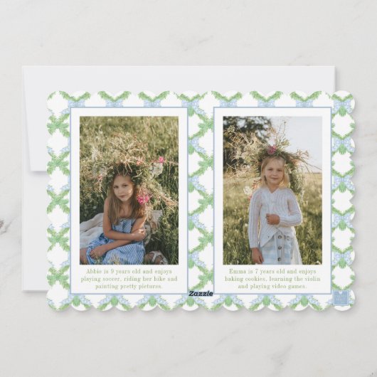 Cartes Pour Fêtes Annuelles Blue Chinoiserie Arbre de Noël Monogram Crest (Dos)