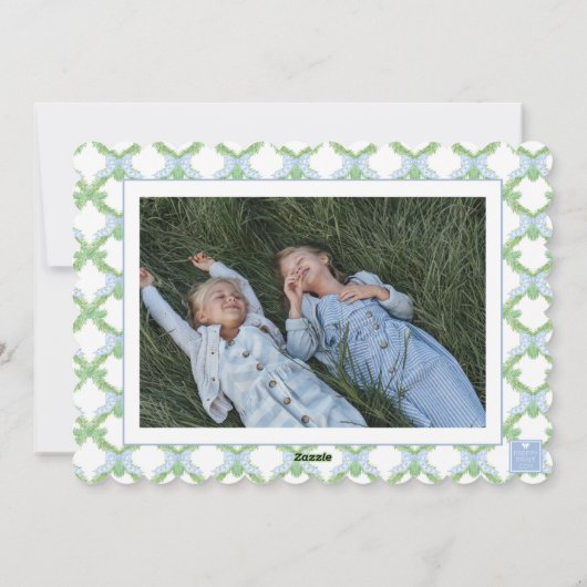 Cartes Pour Fêtes Annuelles Blue Chinoiserie Arbre de Noël Monogram Crest (Dos)