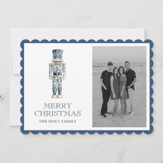 Cartes Pour Fêtes Annuelles Blue Chinoiserie Christmas Nutcracker Photo (Devant)