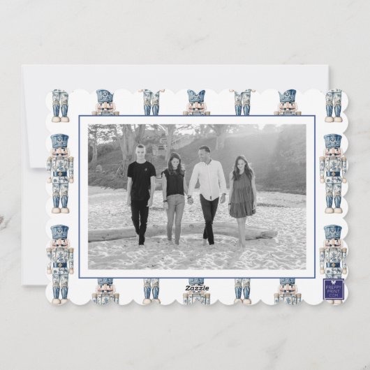 Cartes Pour Fêtes Annuelles Blue Chinoiserie Christmas Nutcracker Photo (Dos)