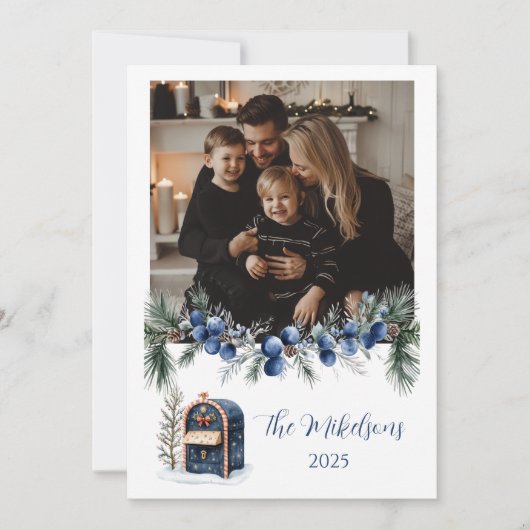 Cartes Pour Fêtes Annuelles Blue Chinoiserie Christmas Photo (Devant)