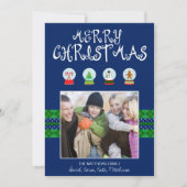 Cartes Pour Fêtes Annuelles Blue Christmas Snow Globes (Devant)