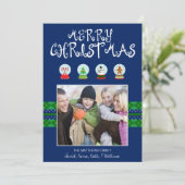 Cartes Pour Fêtes Annuelles Blue Christmas Snow Globes (Debout devant)