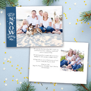 Cartes Pour Fêtes Annuelles Blue Funny Laisser la plage de neige Photo Noël