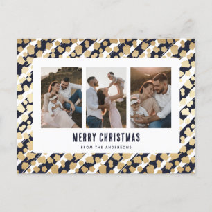 Cartes Pour Fêtes Annuelles Blue Gold Stars 3 Photo Joyeux Noël