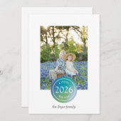 Cartes Pour Fêtes Annuelles Blue Gradient Dot Joyful New Year Photo (Devant / Derrière)