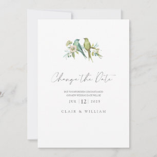 Cartes Pour Fêtes Annuelles Blue Green Birds Floral Aquarelle Mariage Holiday